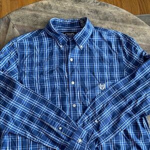 Chaps Blue Plaid Men's Shirt Large